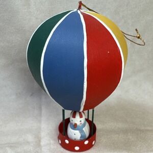 Crate And Barrel Hot Air Balloon Christmas Ornament‎ Snowman